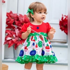 NEW ELEANOR ROSE Size 5/6 Rhonda PuffSleeve Top, Deck the Halls Print Ornament